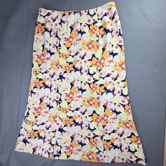 Talbots Skirt Womens 12 Floral Midi Petite Tencel Lyocell Casual Boho Retro - Picture 5 of 10